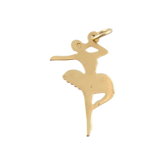 Vintage 14K Yellow Gold Ballerina Pendant #13485 - Picture 3 of 5